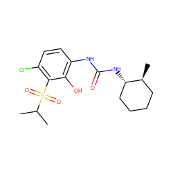 CC(C)S(=O)(=O)c1c(Cl)ccc(NC(=O)N[C@H]2CCCC[C@@H]2C)c1O ZINC001772586353