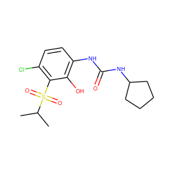 CC(C)S(=O)(=O)c1c(Cl)ccc(NC(=O)NC2CCCC2)c1O ZINC001772607953