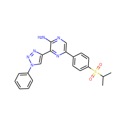 CC(C)S(=O)(=O)c1ccc(-c2cnc(N)c(-c3cn(-c4ccccc4)nn3)n2)cc1 ZINC000169706932