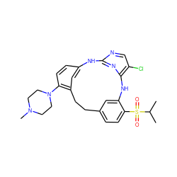 CC(C)S(=O)(=O)c1ccc2cc1Nc1nc(ncc1Cl)Nc1ccc(N3CCN(C)CC3)c(c1)CC2 ZINC000082151210