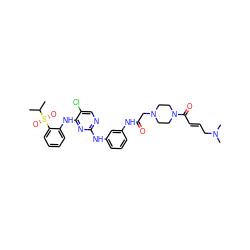 CC(C)S(=O)(=O)c1ccccc1Nc1nc(Nc2cccc(NC(=O)CN3CCN(C(=O)/C=C/CN(C)C)CC3)c2)ncc1Cl ZINC000299826099