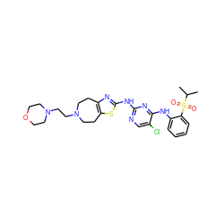 CC(C)S(=O)(=O)c1ccccc1Nc1nc(Nc2nc3c(s2)CCN(CCN2CCOCC2)CC3)ncc1Cl ZINC000299829226