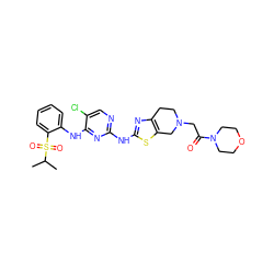 CC(C)S(=O)(=O)c1ccccc1Nc1nc(Nc2nc3c(s2)CN(CC(=O)N2CCOCC2)CC3)ncc1Cl ZINC000299828411