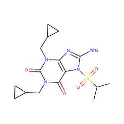 CC(C)S(=O)(=O)n1c(N)nc2c1c(=O)n(CC1CC1)c(=O)n2CC1CC1 ZINC000012405548