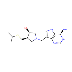 CC(C)SC[C@@H]1CN(Cc2c[nH]c3c2N=CN[C@@H]3N)C[C@@H]1O ZINC000028467924