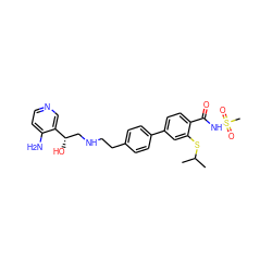 CC(C)Sc1cc(-c2ccc(CCNC[C@H](O)c3cnccc3N)cc2)ccc1C(=O)NS(C)(=O)=O ZINC000040423154