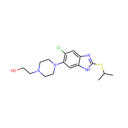 CC(C)Sc1nc2cc(Cl)c(N3CCN(CCO)CC3)cc2[nH]1 ZINC000029050079