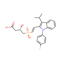 CC(C)c1c(/C=C/[P@](=O)(O)C[C@@H](O)CC(=O)O)n(-c2ccc(F)cc2)c2ccccc12 ZINC000026744590