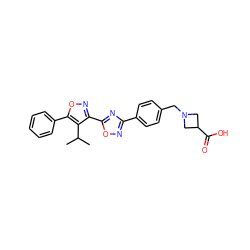 CC(C)c1c(-c2nc(-c3ccc(CN4CC(C(=O)O)C4)cc3)no2)noc1-c1ccccc1 ZINC000653842110