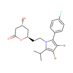 CC(C)c1c(Br)c(Br)c(-c2ccc(F)cc2)n1CC[C@@H]1C[C@@H](O)CC(=O)O1 ZINC000013861029