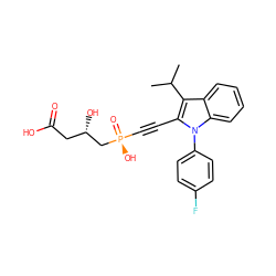 CC(C)c1c(C#C[P@](=O)(O)C[C@@H](O)CC(=O)O)n(-c2ccc(F)cc2)c2ccccc12 ZINC000026746604