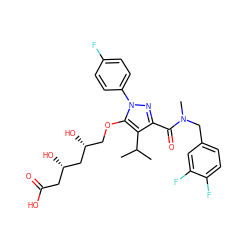 CC(C)c1c(C(=O)N(C)Cc2ccc(F)c(F)c2)nn(-c2ccc(F)cc2)c1OC[C@@H](O)C[C@@H](O)CC(=O)O ZINC000014967934