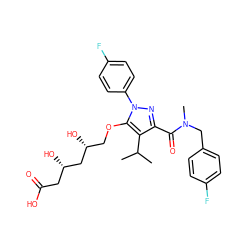 CC(C)c1c(C(=O)N(C)Cc2ccc(F)cc2)nn(-c2ccc(F)cc2)c1OC[C@@H](O)C[C@@H](O)CC(=O)O ZINC000014967943