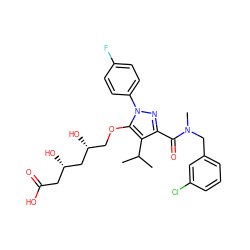 CC(C)c1c(C(=O)N(C)Cc2cccc(Cl)c2)nn(-c2ccc(F)cc2)c1OC[C@@H](O)C[C@@H](O)CC(=O)O ZINC000014967917