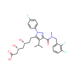 CC(C)c1c(C(=O)N(C)Cc2cccc(F)c2F)nn(-c2ccc(F)cc2)c1CC[C@@H](O)C[C@@H](O)CC(=O)O ZINC000014974370