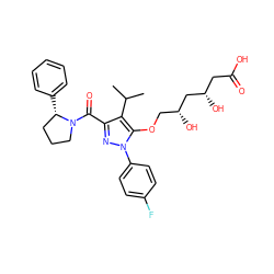 CC(C)c1c(C(=O)N2CCC[C@@H]2c2ccccc2)nn(-c2ccc(F)cc2)c1OC[C@@H](O)C[C@@H](O)CC(=O)O ZINC000014967969