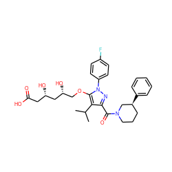 CC(C)c1c(C(=O)N2CCC[C@H](c3ccccc3)C2)nn(-c2ccc(F)cc2)c1OC[C@@H](O)C[C@@H](O)CC(=O)O ZINC000014967988