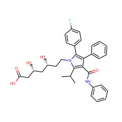 CC(C)c1c(C(=O)Nc2ccccc2)c(-c2ccccc2)c(-c2ccc(F)cc2)n1CC[C@@H](O)C[C@@H](O)CC(=O)O ZINC000003920719