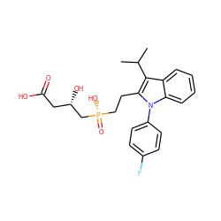 CC(C)c1c(CC[P@](=O)(O)C[C@@H](O)CC(=O)O)n(-c2ccc(F)cc2)c2ccccc12 ZINC000026744600