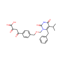 CC(C)c1c(Cc2ccccc2)n(COCc2ccc(C(=O)CC(=O)C(=O)O)cc2)c(=O)[nH]c1=O ZINC000101412990