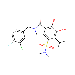 CC(C)c1c(O)c(O)c2c(c1S(=O)(=O)N(C)C)CN(Cc1ccc(F)c(Cl)c1)C2=O ZINC000095562324