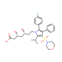 CC(C)c1c(S(=O)(=O)N2CCOCC2)c(-c2ccccc2)c(-c2ccc(F)cc2)n1CC[C@@H](O)C[C@@H](O)CC(=O)O ZINC000024963177