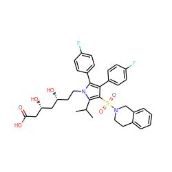 CC(C)c1c(S(=O)(=O)N2CCc3ccccc3C2)c(-c2ccc(F)cc2)c(-c2ccc(F)cc2)n1CC[C@@H](O)C[C@@H](O)CC(=O)O ZINC000029037737