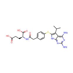 CC(C)c1c(Sc2ccc(CC(=O)N[C@@H](CCC(=O)O)C(=O)O)cc2)[nH]c2nc(N)nc(N)c12 ZINC000040918619