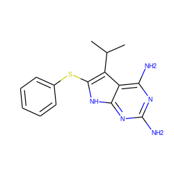 CC(C)c1c(Sc2ccccc2)[nH]c2nc(N)nc(N)c12 ZINC000040917790