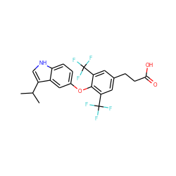 CC(C)c1c[nH]c2ccc(Oc3c(C(F)(F)F)cc(CCC(=O)O)cc3C(F)(F)F)cc12 ZINC000001553027