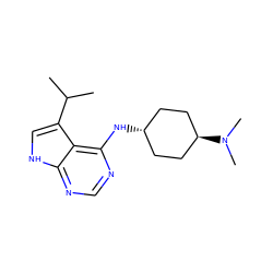 CC(C)c1c[nH]c2ncnc(N[C@H]3CC[C@H](N(C)C)CC3)c12 ZINC001772589252