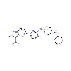 CC(C)c1c2cc(-c3ccnc(N[C@H]4CC[C@H](NC5CCOCC5)CC4)n3)ccc2nn1C ZINC000253387903