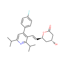 CC(C)c1cc(-c2ccc(F)cc2)c(/C=C/[C@@H]2C[C@@H](O)CC(=O)O2)c(C(C)C)n1 ZINC000027647535