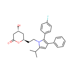 CC(C)c1cc(-c2ccccc2)c(-c2ccc(F)cc2)n1CC[C@@H]1C[C@@H](O)CC(=O)O1 ZINC000013861026