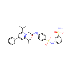 CC(C)c1cc(-c2ccccc2)cc(C(C)C)[n+]1CC(=O)Nc1ccc(S(=O)(=O)Nc2cccc(S(N)(=O)=O)c2)cc1 ZINC000026822221