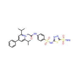 CC(C)c1cc(-c2ccccc2)cc(C(C)C)[n+]1CC(=O)Nc1ccc(S(=O)(=O)Nc2nnc(S(N)(=O)=O)s2)cc1 ZINC000026817504