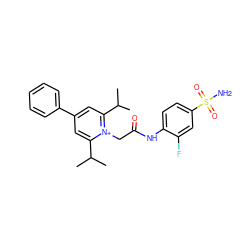 CC(C)c1cc(-c2ccccc2)cc(C(C)C)[n+]1CC(=O)Nc1ccc(S(N)(=O)=O)cc1F ZINC000013804337