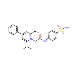 CC(C)c1cc(-c2ccccc2)cc(C(C)C)[n+]1CC(=O)Nc1ccc(S(N)(=O)=O)cc1I ZINC000026821967