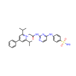 CC(C)c1cc(-c2ccccc2)cc(C(C)C)[n+]1CC(=O)Nc1nccc(Nc2ccc(S(N)(=O)=O)cc2)n1 ZINC000026751794