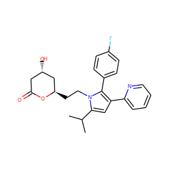 CC(C)c1cc(-c2ccccn2)c(-c2ccc(F)cc2)n1CC[C@@H]1C[C@@H](O)CC(=O)O1 ZINC000003777260