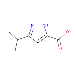 CC(C)c1cc(C(=O)O)[nH]n1 ZINC000005686012