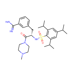 CC(C)c1cc(C(C)C)c(S(=O)(=O)N[C@@H](Cc2cccc(C(=N)N)c2)C(=O)N2CCN(C)CC2)c(C(C)C)c1 ZINC000026846481