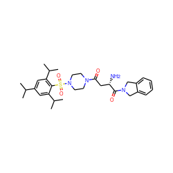 CC(C)c1cc(C(C)C)c(S(=O)(=O)N2CCN(C(=O)C[C@H](N)C(=O)N3Cc4ccccc4C3)CC2)c(C(C)C)c1 ZINC000072108470