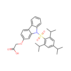 CC(C)c1cc(C(C)C)c(S(=O)(=O)n2c3ccccc3c3ccc(OCC(=O)O)cc32)c(C(C)C)c1 ZINC000028883053