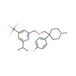 CC(C)c1cc(C(F)(F)F)cc(COCC2(c3ccc(F)cc3)CCN(C)CC2)n1 ZINC000095590118