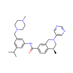 CC(C)c1cc(CN2CCN(C)CC2)cc(NC(=O)c2ccc3c(c2)CN(c2cncnc2)C[C@H]3C)c1 ZINC001772624208