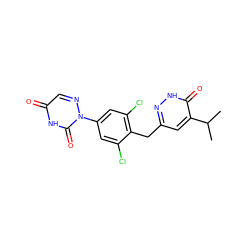 CC(C)c1cc(Cc2c(Cl)cc(-n3ncc(=O)[nH]c3=O)cc2Cl)n[nH]c1=O ZINC000034842520