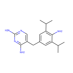 CC(C)c1cc(Cc2cnc(N)nc2N)cc(C(C)C)c1N ZINC000027107809