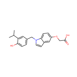 CC(C)c1cc(Cn2ccc3cc(OCC(=O)O)ccc32)ccc1O ZINC000299858691