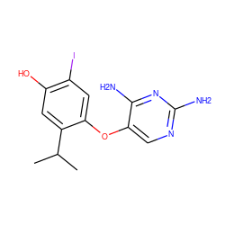 CC(C)c1cc(O)c(I)cc1Oc1cnc(N)nc1N ZINC000034809223